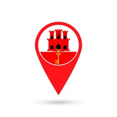Map pointer with country Gibraltar. Gibraltar flag. Vector illustration.