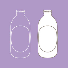Beer or soda bottle mockup. Vector illustration of package for liquid. Line design icon.