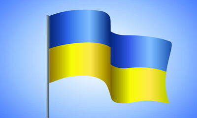 Waving flag of Ukraine. Beautiful Ukrainian flag on the street flagpole.
