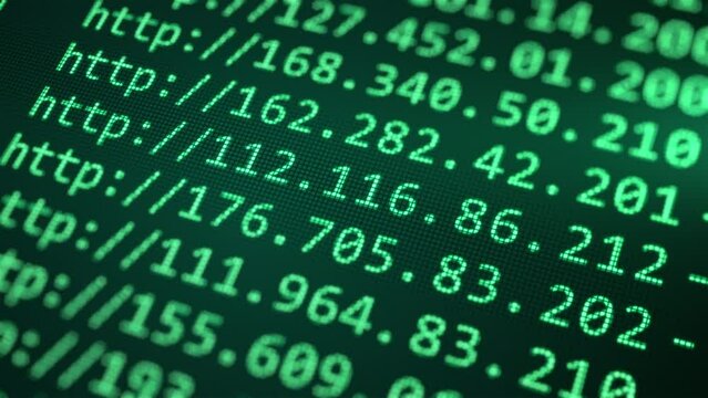 Connection with IP addresses routing. Internet network shell console. Big data. Admin of domain protocol address space. Blockchain and bitcoin nodes. Mining and web 3.0 decentralization concept