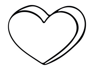 Simple hand drawn heart illustration isolated on a white background. Cute valentine's day heart doodle.