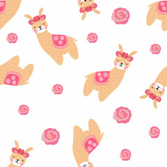 vector seamless pattern with cute cartoon animals © Deell