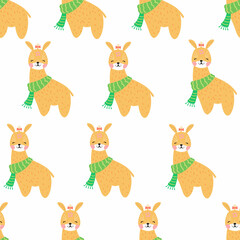 vector seamless pattern with cute cartoon animals