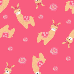 vector seamless pattern with cute cartoon animals