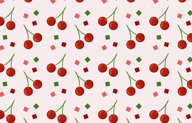 red cherry seamless pattern