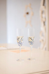 glasses of champagne on the table