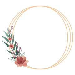 Beautiful floral wreath wedding invitation, card and template