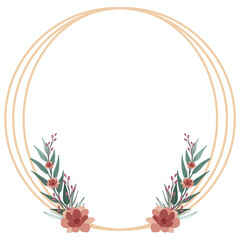 Beautiful floral wreath wedding invitation, card and template