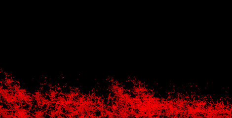 Panorama Fire flames on black background.global warming concept.Abstract background  sparks, dark...