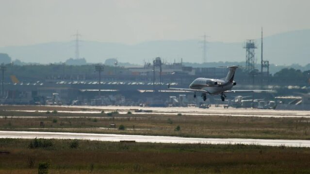 Business jet landing at Frankfurt