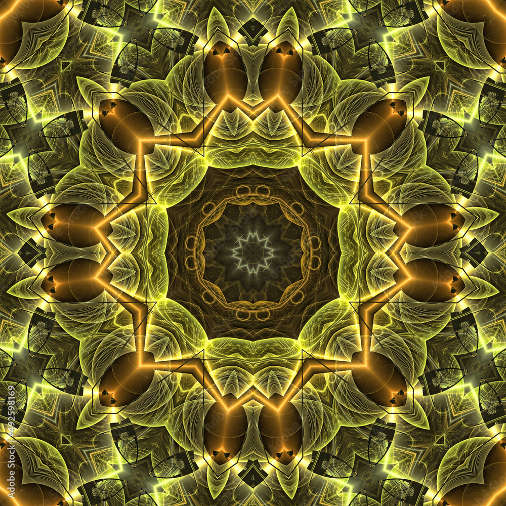 Wall mural 3d effect - abstract geometric fractal pattern