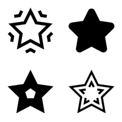 Stars Flat Icon Set Isolated On White Background