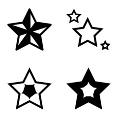Stars Flat Icon Set Isolated On White Background