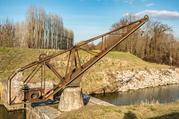 Old crane on the river lock
