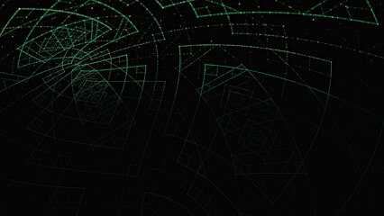 3d effect - abstract green geometric pattern