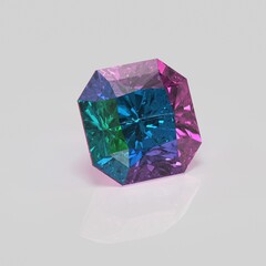 alexandrite gemstone radiant square 3D render