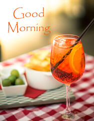 A cup of drink with the greeting text 