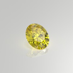 yellow diamond gemstone oval 3D render