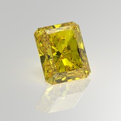 yellow diamond gemstone radiant 3D render