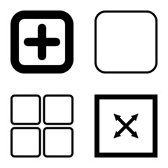 Square Flat Icon Set Isolated On White Background