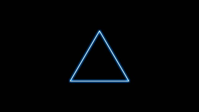Neon light border triangle shape animation on black background.modern border with blank copy space 4K