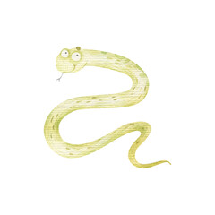 snake, cute isolated childish watercolor illustration, design, print