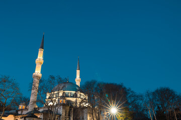 Fototapeta na wymiar Mosque background. Eyup Sultan Mosque at night.