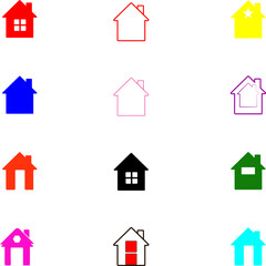 Fototapeta na wymiar colorful trendy rooftop houses designs patterns multicolor rooftop houses trendy structure icon location rent building real estate logo symbol trademark property banner poster decal sticker 
