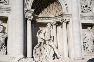 Fototapeta premium Detail of the Titan Oceanus statue in front of the Trevi fountain, Roma, Italy.