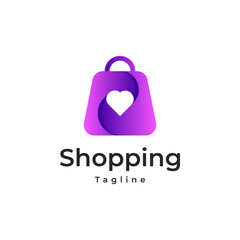 shopping bag colorful logo, with heart
