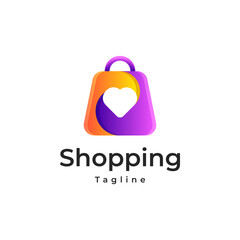 Obraz premium shopping bag colorful logo, with heart 