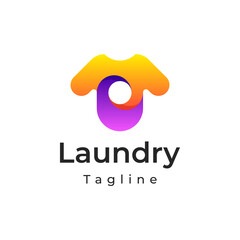 Obraz premium laundry logo gradient simple. wash clean fast logo. 