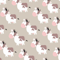 cute fat cow pattern. pattern For valentine, print, 
packaging, decoration, wallpaper and design, case phone, bed cover, pajamas, child pajamas