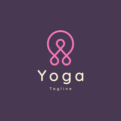 Yoga studio logo. Wellness health spa line icon. Meditation symbol. Zen harmony balance sign. Vector illustration.
