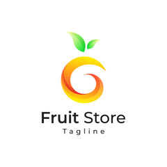 fruits store gradient color logo design with heart
