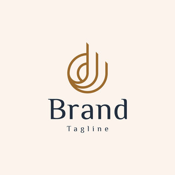 luxury Initial Letter d line outline Logo