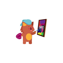 Isolated art cat animated ntf color art digital ilustration vector