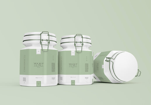 Hexagonal Can Set Mockup