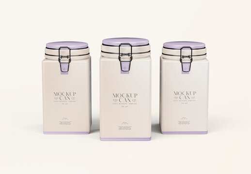 Jar with Clip Cover Set Mockup