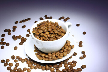 cup of coffee with beans