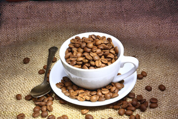 cup of coffee with beans