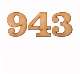 Number 943 - Piece of wood isolated on white background