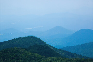 Distant mountains in blue