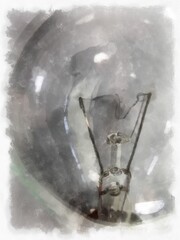 Incandescent lamp in Close Up phase watercolor style illustration impressionist painting.