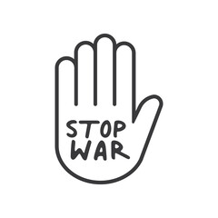 Fototapeta premium Stop war sign on hand icon.