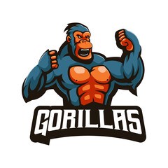 Gorilla mascot logo design vector with modern illustration concept style for badge, emblem and tshirt printing. Gorillas strong illustration for sport, gaming, team