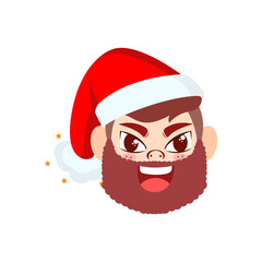 Isolated red old man christmas emoji cute face vector illustration