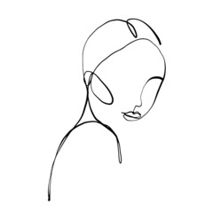 Woman face line drawing and modern abstract minimalistic women faces face. different shapes for wall decoration. use for social net stories, beauty logos, poster. vector design