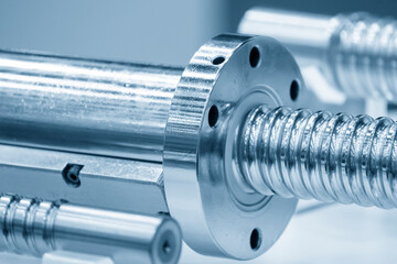 Closeup scene  assembly of spare parts  lead ball screw set.
