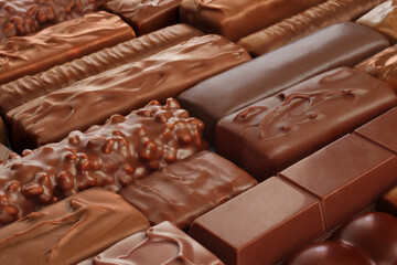 Different kind of Chocolate bars background